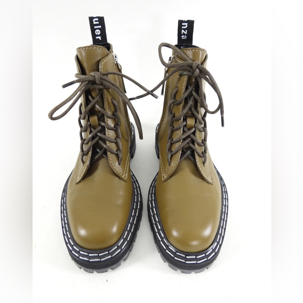 Proenza Schouler Olive Green Leather Ankle Combat Boot